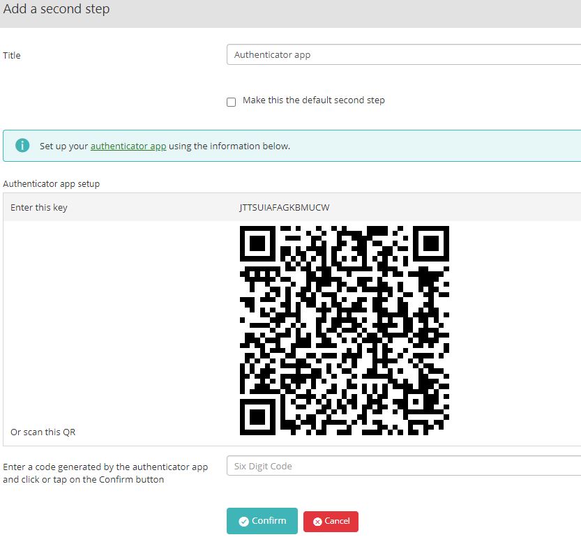 Enter 6 digit code. Authenticator scan. Enter the 6 Digit code generated by your Authenticator app.. Enter the manual entry Key above into your Authenticator app, then enter the generated code below..